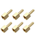 Six Pack Brass One Quarter Inch NPT Female To One Quarter Inch Barb Air Hose Fittings Set For Compressor Fuel Oil And Gas Built Tough Brass