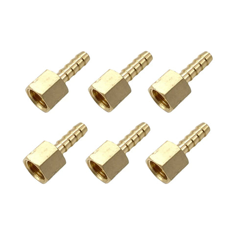Six Pack Brass One Quarter Inch NPT Female To One Quarter Inch Barb Air Hose Fittings Set For Compressor Fuel Oil And Gas Built Tough Brass