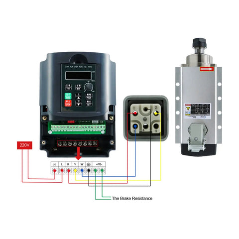 Beefed Up 2.2KW 110V Spindle Motor Kit With VFD Inverter And 13 ER20 Collets for CNC Router Engraving Milling Machine wiring diagram