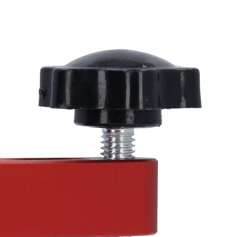 Close-up of black knob on Two Pack Bench Dog Clamp for Woodworking, Aluminum Alloy Hold Down Clamp with 19mm Hole