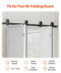 Bi Folding Sliding Barn Door Hardware Track Kit Heavy Duty Steel Rails For Four 12 Inch Closet Pantry Laundry Doors