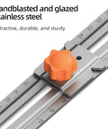 Heavy Duty Stainless Steel Router Circle Cutting Jig With Adjustable Depth And Universal Fit For Most Dust Covers Delivers Knockout Precision On Woodworking Projects Dang Simple Setup, showing sandblasted and glazed stainless steel with orange knob.