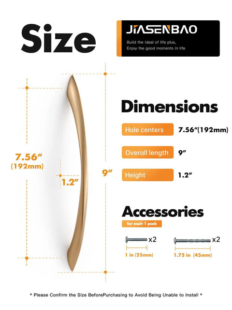 Dimensions of Champagne Bronze Cabinet Pulls 7.56 Inch Arch Twisted Brass Handles 5 Pack with accessories shown