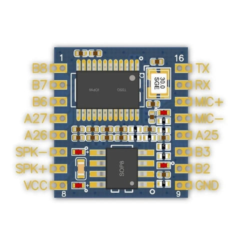 AI Voice Recognition Development Board Plug And Play For Smart Projects With Offline Language Processing With UART PWM IO Output TF Card Audio Playback USB Programmable Recording DC 5V Powered Module V20 HLK Style, PCB pins