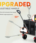 Tailgate Design Heavy Duty Collapsible Wagon With All Terrain Wheels For Outdoor Camping Beach And Garden A 300 Lb Capacity Utility Cart, showing adjustable handle.