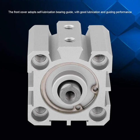Front view of Double Acting Air Cylinder With Aluminum Round Tube, Pancake Style Pneumatic Cylinder, featuring durable industrial design.