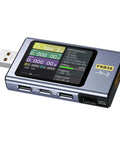 USB Power Multimeter With 2 Inch HD LCD Display And Bluetooth App Pro Grade All In One Type C Voltage Current Power Tester For PD 2.0 PD 3.0 QC 3.0 Up To 428V With Real Time Power Analysis And Temperature Readout showing colored data readings