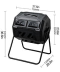 Dual Chamber Compost Tumbler 42 Gallon 160L Outdoor Bin With Sliding Doors For Garden Yard, black with sturdy stand