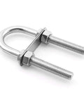 Stainless Steel Boat U Bolt Kit With Flanges And Nuts For Marine Tie Down Bow And Stern Eye One Half Inch Diameter Three Inch Thread Length