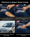 Windshield Repair Kit With Nano Glass Repair Liquid For Car Windows DIY Auto Glass Restoration Tool To Fix Bullseye And Star Shaped Cracks UV Curing Resin Included Quick Chip Repair steps diagram