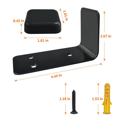 Heavy Duty Stainless Steel Sliding Door Hardware Bottom Stop With Mounting Screws Black Anti Roll Floor Track Guide For Barn Doors Hella Smooth Operation, dimensions shown, includes screws and anchors.