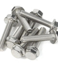 M10 Flanged Hex Head Bolts 1.5mm Thread 25mm Length Heavy Duty Stainless Steel 304 18 8 Plain Finish DIN 6921 Pack Of 10
