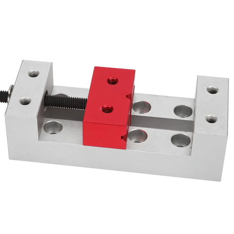 Compact Aluminum Mini Bench Vise For Woodworking Hobbyists, A Handy Little Table Clamp With 50mm Jaw Range, 123mm Overall Length, 20mm Mount Hole Distance, Ideal For Engraving, Drilling, And Small Repairs, shown open