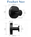 Total Game Changer For Your Washroom Matte Black 6 Pack Suction Hooks With Heavy Duty Grip To Hang Tough Towels And Gear No Drilling Mess Free Setup On Glass Smooth Tile Surfaces size dimensions diagram showing 6 cm, 2.52 in, and 1.1 in measurements.