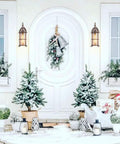 Snowy porch with Outdoor Wall Lanterns 2 Pack Industrial Rustic Porch Light Golden Bronze Exterior Wall Sconces With Amber Glass Shade