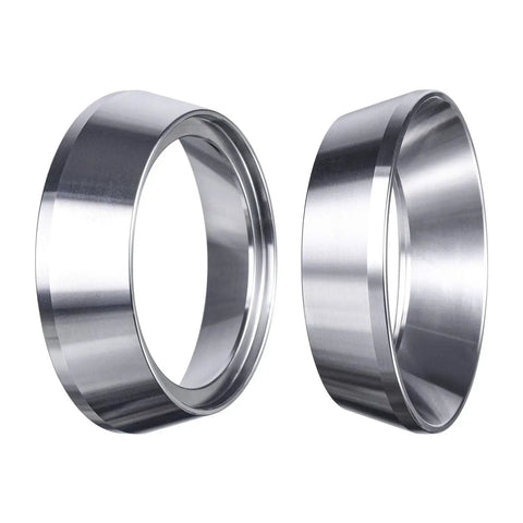 Stainless Steel Espresso Dosing Funnel For 58mm Portafilter Mess Free Coffee Dosing Ring side view of two rings
