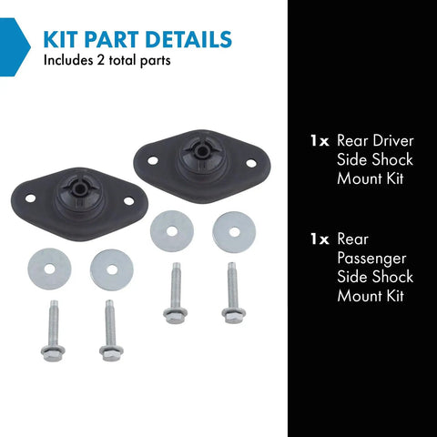 Rear Upper Shock Strut Mount Pair For Dodge And Chrysler Driver Side And Passenger Side Direct Fit Premium Replacement Heavy Duty Mounts Easy Install Keeps Ride Smooth And Quiet shown with washers and bolts