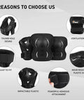 Adult And Youth Skating Protective Gear Set with helmet, knee pads, elbow pads, wrist guards, ventilated foam for comfort and protection