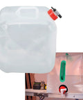 5L Collapsible Water Container With Tap, Foldable Water Jug, BPA Free PP PE, ergonomic handle shown on table setup