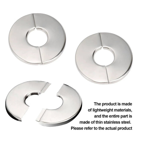 Three Pack Self Adhesive Split Flange Covers Twenty Eight Millimeter Snap On Pipe Sleeve Durable Stainless Steel Decorative Trim.