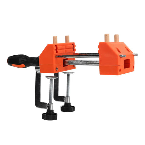 Home Table Bench Vise Clamp For Woodworking ABS And Stainless Steel Universal Clamp With Wood Pins For Bench Fixing Holding Small Pieces And Quick DIY Woodworking Tasks, orange clamp with wood pins and table screws