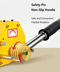 Heavy Duty Magnetic Lifter With Quick Release Handle And Dual Safety Lock Killer Grip Neodymium Magnet showing safety pin and non-slip handle.