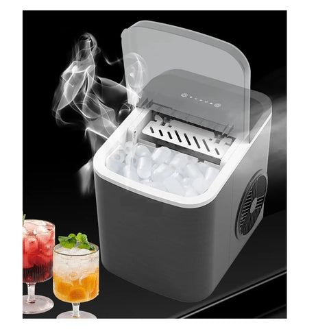 No Fuss Portable Countertop Ice Maker With Sturdy Carry Handle And Easy Self Cleaning Cycle Fast Freeze Compact Ice Machine creating ice cubes.