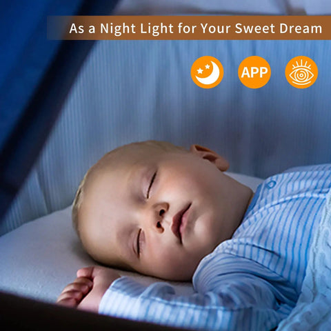 Sleeping baby under soft light suggesting use of 20 Inch Astronaut Ceiling Light for Kids Room and Bedroom Dimmable LED Flush Mount