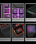 Compact 35 Key Mechanical Gaming Keyboard With Ergonomic Wrist Rest And Snappy One Handed Keypad showing macro keys and dynamic RGB lighting.
