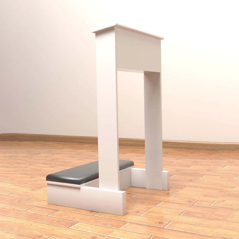 Side view of Kneeling Prayer Bench With Shelf For Home And Church Prayer Chair Stool 20 By 16 By 33 Inches White Solid Wood