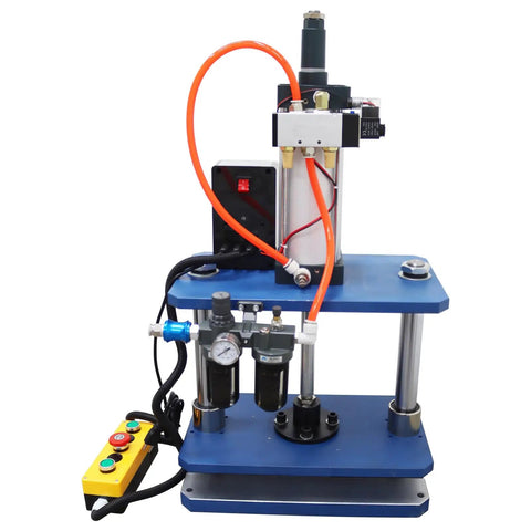 Built Like A Tank 1102 Pound Pneumatic Punch Press With Digital Display Controller showing yellow control panel and dual column design.