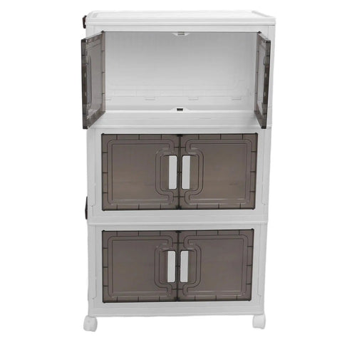 Super Sturdy Folding Storage Bins With Four Rollers For No Sweat Moving Quick Assembly durable plastic medium three tier set.