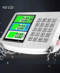 Heavy Duty Workhorse Foldable Digital Platform Scale No Sweat Go To For Postal Shipping And Luggage Checking Big Load Capacity Weighing Machine With Durable Steel Surface And Switchable Units LCD display with buttons and waterproof design.