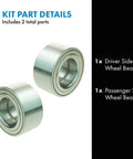 Front Wheel Hub Bearing Pair Set for Acura Honda TL CL Accord Civic Driver Side and Passenger Side Bearings Included Direct Fit OEM Grade Replacement DIY Ready with Reference Numbers 44300-S84-A02 510039 510050 FW45, showing two metal wheel bearings.