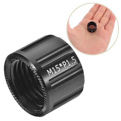 Aluminum Alloy Bicycle Axle Cap for Front and Rear Wheel Hubs Easy Install Hub Nut Replacement black finish in hand close-up.