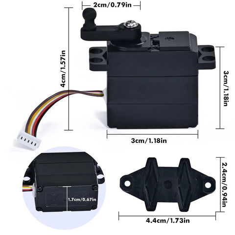 Beefy 5-Wire Steering Servo 25-ZJ04 LG-ZJ04 dimensions for RC 1/10 9125 S920 car, high torque, durable monster truck compatible