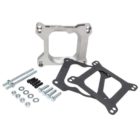 4 Barrel Carburetor Gasket Kit For 1932 Square Flange To 4 Barrel Intake Manifold, shown with gaskets, studs, and washers on white