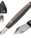Badass Woodworking Marking Knife Built Tough With A Razor Sharp Double Bevel Blade And Slick Leather Sheath for precise cuts.