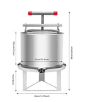 Manual Honey Press Extractor For Beeswax And Honeycomb Drums Stainless Steel Kitchen Tool With 532.6 Oz Capacity dimensions view
