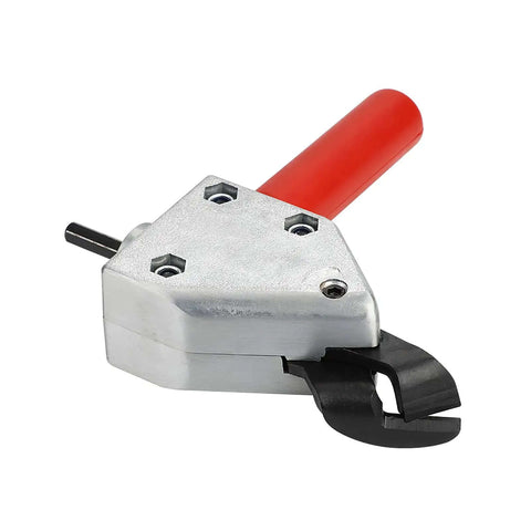Metal Nibbler Drill Attachment For 12V Electric Drills Turns Your Tool Into A Beast Power Shear, ergonomic handle, front view