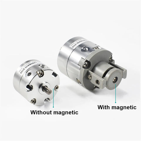 Slick And Heavy Duty Single Blade Rotating Cylinder Paired With A Top Tier Pneumatic Rotary Actuator Built Different For Demanding Shop Work Delivering Legit Air Powered Precision And Rapid 40 To 90 Second Operation Cycles, showcasing two pneumatic rotary actuators.