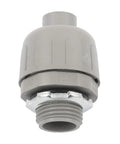 Heavy Duty Half Inch Npt Conduit Connectors 180 Degree Straight Wire Cable Grip close-up view showing grey connector with metal thread.