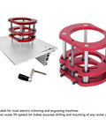 Heavy Duty Aluminum Router Lift System With Precision Insert Base Plate For Woodworking Tables and Smooth Metal Installation Kit, side view.