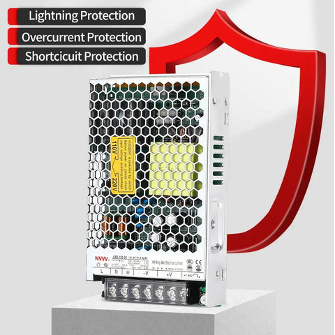 Beefy 24V 6.5A Enclosed Switching Power Supply 156W with protection features