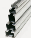 Built Like A Tank 304 Stainless Steel T Track U Channel Mounting Rails For Drill Press Tables Router Workbenches Hassle Free Workshop Upgrade 59 Inch Pair stacked showing multiple sizes and half slots.
