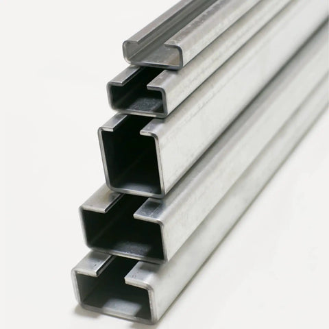 Built Like A Tank 304 Stainless Steel T Track U Channel Mounting Rails For Drill Press Tables Router Workbenches Hassle Free Workshop Upgrade 59 Inch Pair stacked showing multiple sizes and half slots.