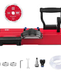 Built Tough Pro Grade Electric Tile Chamfer Cutter, Portable Rechargeable 45 Degree Bevel Cutting Machine with tools and water line.