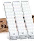 Three Motion Sensor Cabinet Light With 30 LED Dimmer Under Counter Closet Lighting Battery Powered Wireless USB Magnetic Night Lights