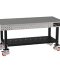 Kickass Pro Grade Heavy Duty Welding Fixture Table 72 By 36 By 36 Inches with precision laser cut grid holes and swivel casters.