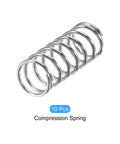 Ten-pack of silver stainless steel compression springs (0.8x10mm OD, 25mm free length)